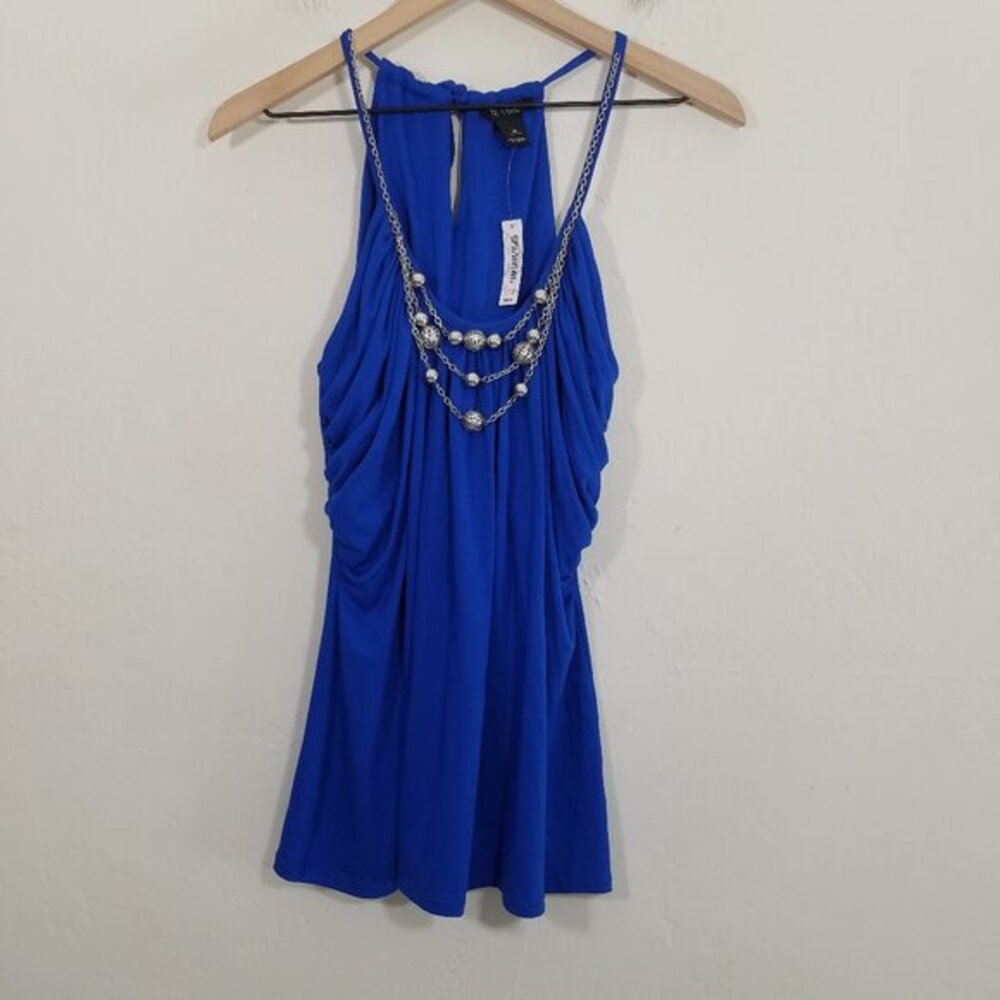 NWT White House Black Market Sleeveless Top Blouse Blue Size M